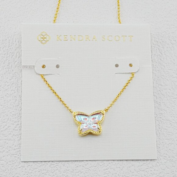 Kendra Scott Butterfly White AB Necklace & Stud Earrings Set - Picture 2 of 3